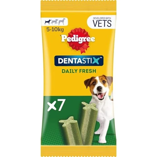 Offerta a tempo: Pedigree Dentastix Fresh Snack per l'igiene Orale, Cane Piccolo 5-10 kg, 110 g 7 Pezzi, 10 Confezioni da 7 Pezzi, 70 Pezzi Totali - 5% da 27.99 € a 26.51 €