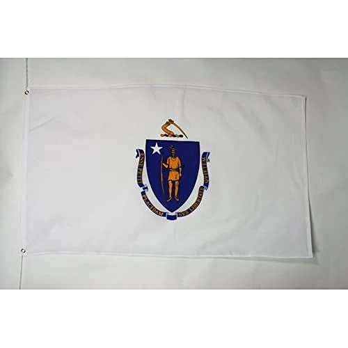 AZ FLAG - Massachusetts Flag - 3x5 Ft - 100D Polyester Us State Of Massachusetts Banner with Two Metal Grommets - Fade Resistant - Vivid Colors - 3' x 5' Feet - 150x90 Cm