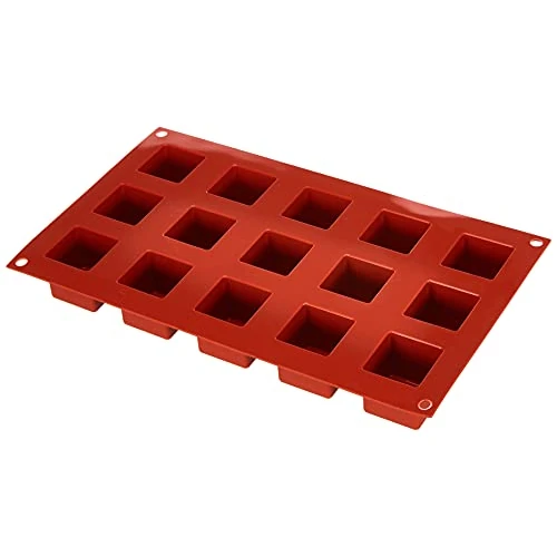 silikomart | SF105 Moule en Silicone pour monoportions CUBE, antiadhésif, 15 cubes, paquet de 1 Moule à gâteau, 35 x 35 mm, h 35 mm, Made in Italy