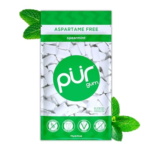 Offerta a tempo: PUR Gum | Gomma Da Masticare Senza Zucchero | 100% Xilitolo | Vegana, Senza Aspartame, Senza Glutine e Amica dei Diabetici | Gomma Naturale Al Sapore Di Spearmint, 55 Pezzi (Confezione da 1) - 0.00% da 4.49 € a 4.49 €
