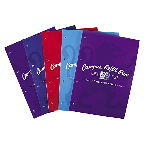 Oxford Campus - Recambio para cuaderno de notas (A4, 5 unidades), varios colores