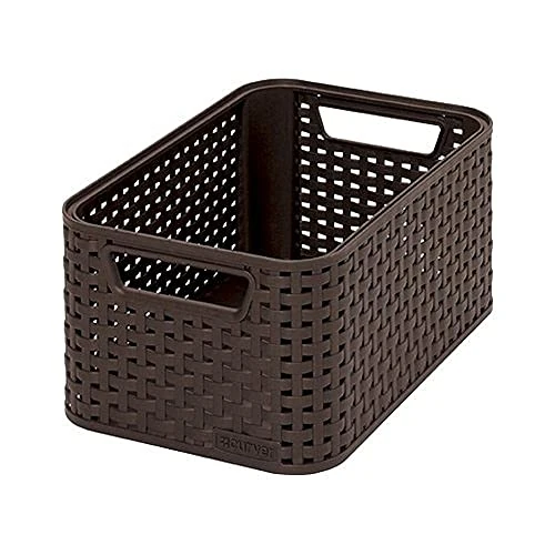Offre limitée : Curver Panière de Rangement 6L en avec Un Design Rotin Tressé pour Salle de Bain, Chambre, Bureau - Poignées Ergonomiques - Marron Foncé de 9.91 € à 8.97 € (9% de remise)