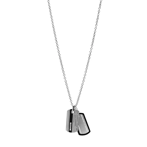 Offerta a tempo: Fossil Collana da uomo in acciaio inossidabile con chiusura a moschettone Dog tag, Argento metallizzato - 51% da 75.00 € a 36.39 €