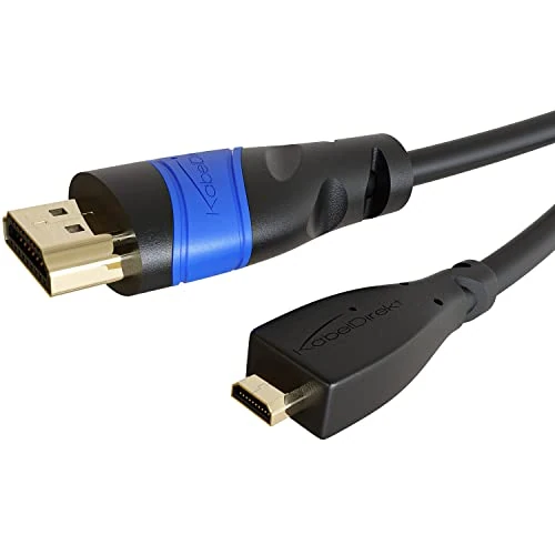 KabelDirekt – Cavo Micro-HDMI, struttura infrangibile – 2 m (da HDMI a Micro-HDMI, bidirezionale, 4K@60Hz, Ultra HD, High Speed con Ethernet, per tablet/fotocamere/Raspberry Pi, nero)