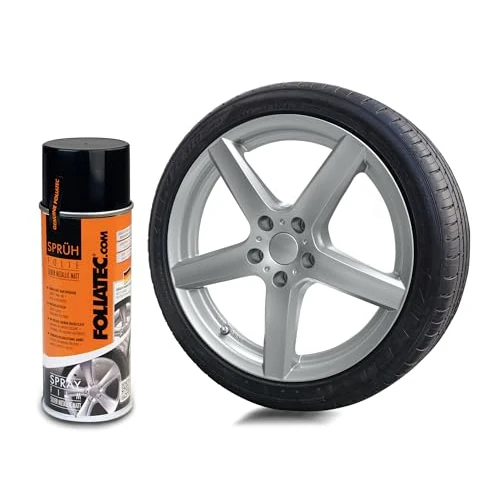 Foliatec Folia w sprayu do samochodu, folia na felgi w sprayu, zdejmowana, dobra siła krycia, kolor srebrny metaliczny matowy, 1 x 400 ml