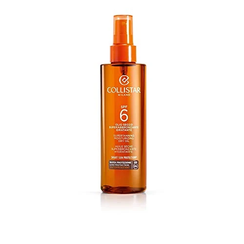 Collistar Olio Secco Superabbronzante Idratante SPF 6, Olio Spray per Viso, Corpo e Capelli, Resistente all' Acqua, Prolunga l' Abbronzantura e Protegge da Salsedine e Sole, non Unge, 200 ml
