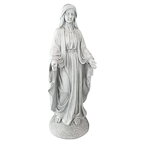 Design Toscano Madonna z Notre Dame religijna statua ogrodowa, 91 cm, żywica syntetyczna, kamień antyczny