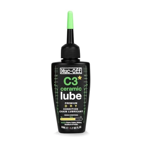 Offerta a tempo: Muc-Off C3 Ceramic Wet Chain Lube, 50 ml - Grasso Ceramico per Catena di Alta Qualità, Lubrificante Catena Bici con Colorante Tracciante UV - Formulato per Climi Asciutti e Polverosi - 9% da 20.00 € a 18.27 €