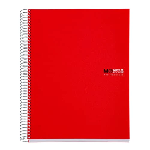 Zeitlich begrenztes Angebot: Miquelrius - A4 kariertes Notizbuch 5 mm, 200 Blatt mit 8 Farbbändern, extraopakes 70 g/m² Papier, robuste Polypropylen-Deckel mit 4-fach Lochung, Notebook The Originals, Rot von 11.95 € auf 11.95 € (0.00% Rabatt)