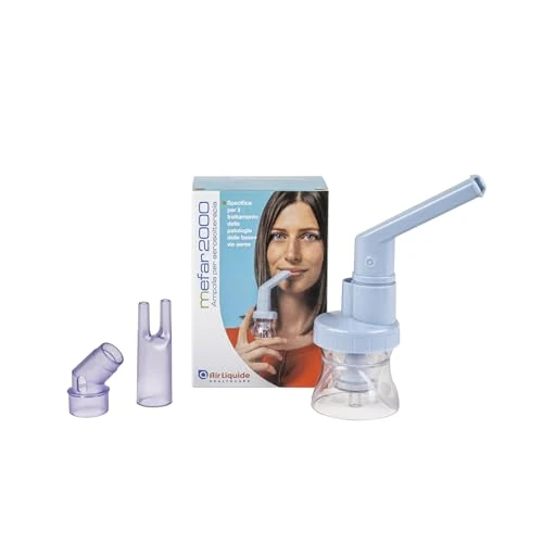 Offerta a tempo: Air Liquide Healthcare, MEFAR2000, Ampolla con Boccaglio e Forcella Nasale per Aerosolterapia, Adatto per Pazienti Adulti, Compatibilità Universale con tutti gli Aerosol di tipo Pneumatico - 39% da 17.20 € a 10.44 €
