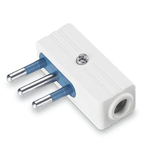 Poly Pool PP0410X - Enchufe móvil para ahorrar espacio, 10 A 2P + T, salida de cable de 90 ° con tope blanco