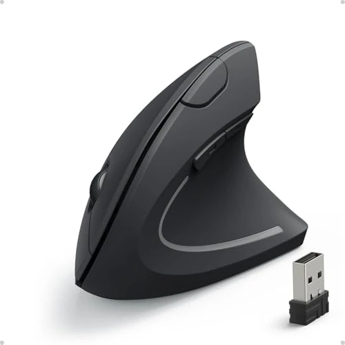 Anker AK-UBA 2.4G bezprzewodowa pionowa ergonomiczna mysz optyczna, 800/1200/1600 DPI, 5 przycisków do laptopa, komputera stacjonarnego, komputera, Macbooka - czarna