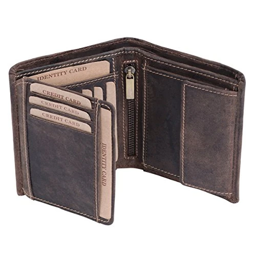 Mens Wallet Mens and Ladies Wallet with flap LEAS, Genuine Leather, brown - LEAS Vintage-Collection
