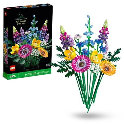 LEGO Botanicals Wildflower Bouquet Set - Artificial Flowers with Poppies and Lavender - Crafts kit for Adults - Home Office Décor Gifts for Women and Men - 10313