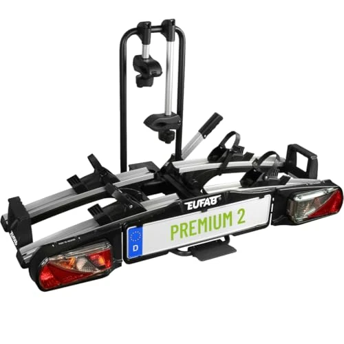 Zeitlich begrenztes Angebot: EUFAB 11521 Fahrradträger PREMIUM 2, E-Bike geeignet, komplett vormontiert, Diebstahlschutz, für 2 Fahrräder, für Anhängekupplung, Schwarz, Silber von 325.99 € auf 325.99 € (0.00% Rabatt)