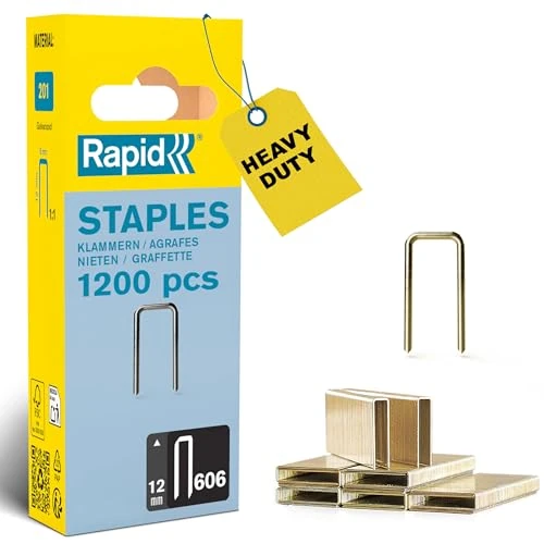 Limited-time offer: Rapid High-Performance Staples for Dense Materials, Narrow Crown No. 606, Leg Length 12mm, Staple Gun Staples, Resin-Coated Galvanised Steel, 1200 Pieces, Narrow Blister (40109527) from 12.57 £ to 9.53 £ (save 24%)