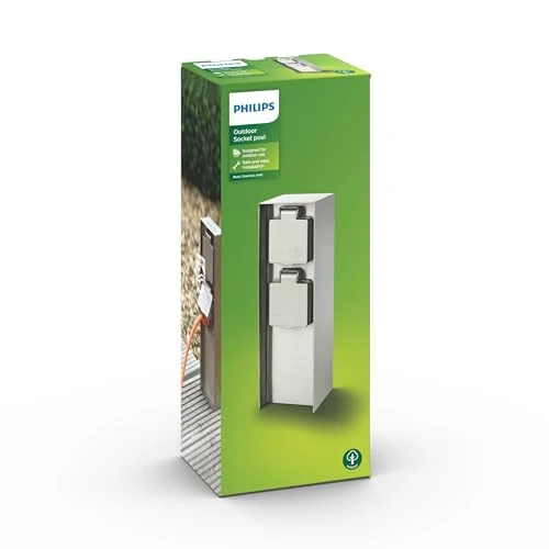 Fuente de alimentación Philips myGarden, resistente a la intemperie IP44, acero inoxidable, 30H x 20W x 10T cm