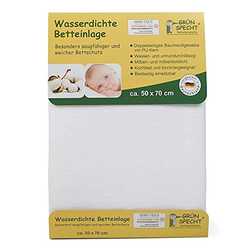Grünspecht 163 Waterproof Bed Pad, 50 x 70 cm White