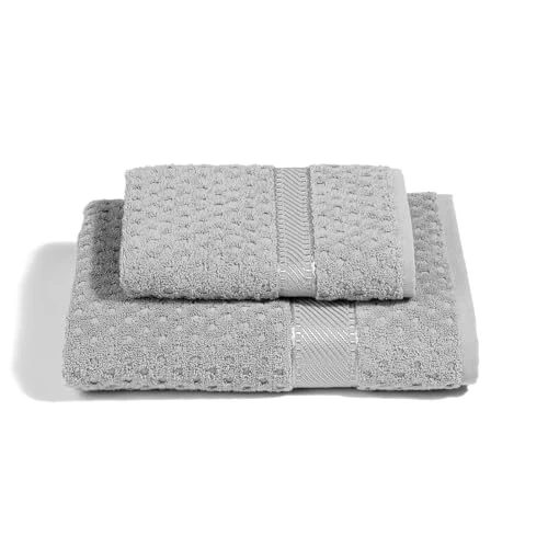 Limitiertes Angebot: Caleffi - 2-teiliges Handtuchset 100% Baumwolle Frottee – 1 Handtuch 50x100 cm + 1 Gästetuch 40x60 cm, Weich & Saugfähig von 12.43 EUR auf 11.19 EUR (Spare 10%)