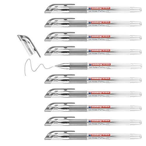 Offerta a tempo: edding Gelroller, 4-2185054 - Roller a Inchiostro Gel a punta, 10 Pezzi, argento - 30% da 17.90 € a 12.47 €