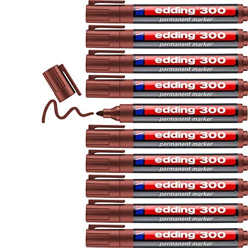 Oferta limitada: edding 300 marcador permanente - marrón - 10 rotuladores- punta redonda 1,5-3 mm - resistente al agua, de secado rápido, rotuladores indelebles - para cartón, plástico, vidrio, madera, metal de 12.60 € a 12.60 € (ahorro 0.00%)