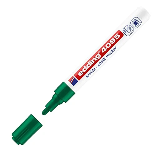 Limited-time offer: edding 4095 chalk marker - green - 10 chalk pens - round tip 2-3 mm - medium-tipped wet wipe pen for chalkboards, windows, glass, mirrors - liquid chalk marker pens for opaque coverage from 50.06 £ to 4.99 £ (save 90.03%)