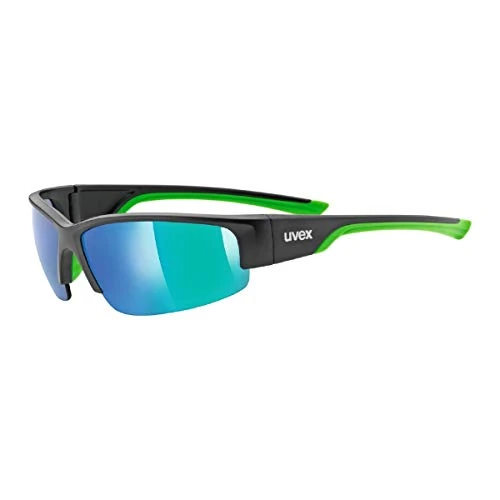 Offerta a tempo: uvex sportstyle 215, occhiali sportivi unisex, specchiato, comfort senza pressione e tenuta perfetta, black matt green/green, one size - 36% da 23.49 € a 14.99 €