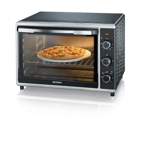Offre limitée : SEVERIN Mini-Four à chaleur tournante 42 L avec pierre à pizza et tournebroche, Four posable 1 800 W design élégant, électrique avec minuteur 120 min, Noir/Inox, TO 2058 de 137.19 EUR à 137.19 EUR (remise 0%)