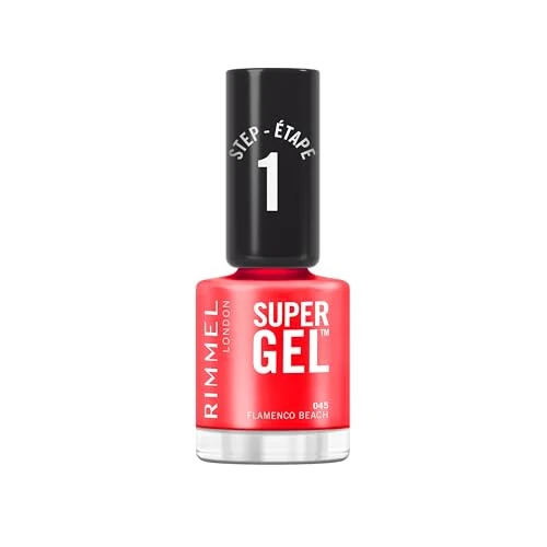 Offerta a tempo: Rimmel London Smalto Unghie Super Gel, 12 ml, Effetto Gel a Lunga Durata, 045 Flamenco Beach (Rosso) - 70% da 10.00 € a 2.99 €