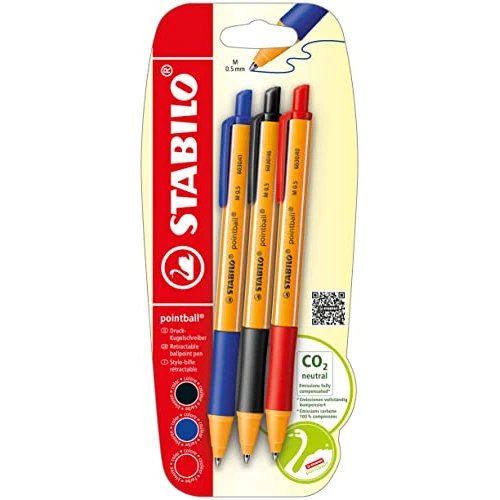 Oferta limitada: Bolígrafo retráctil fabricado en un 79% con plásticos reciclados STABILO pointball - Pack con 3 colores de 7.04 EUR a 7.04 EUR (ahorro 0%)
