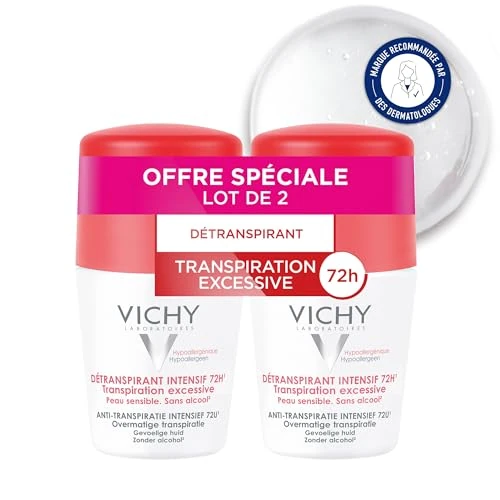 Offre limitée : Vichy, Déodorant Détranspirant Intensif 72H Roll-on, Transpiration Excessive, Adapté aux Peaux Sensibles, Lot de 2 x 50ml de 14.99 EUR à 14.39 EUR (remise 4%)