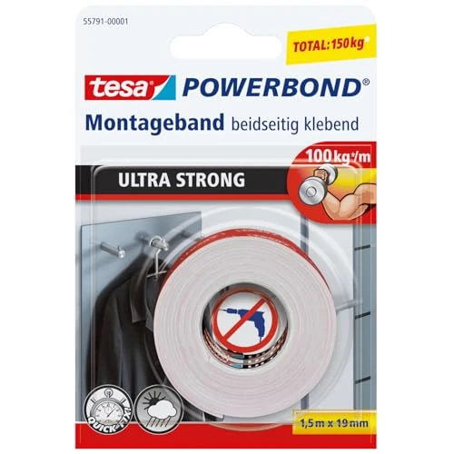 Offerta a tempo: tesa Nastro Biadesivo per Montaggio Powerbond ULTRA STRONG - 1,5 m - 0.00% da 9.30 € a 9.30 €