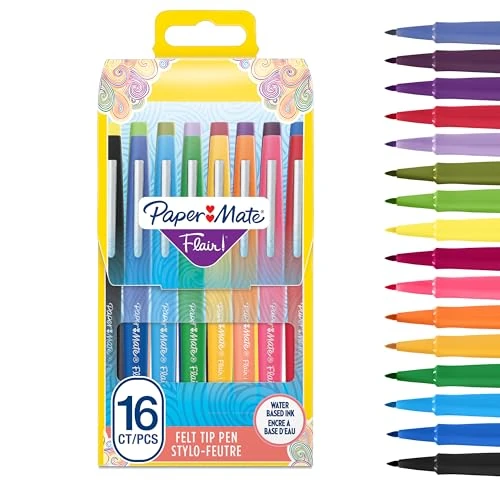 Oferta limitada: Paper Mate Flair rotulador | punta mediana (0,7 mm) | colores surtidos | estuche de 16 de 28.74 € a 15.97 € (ahorro 44%)