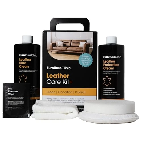 Limited-time offer: Furniture Clinic Complete Leather Care Kit+ With Leather Cleaner & Leather Protection Cream for Sofas, Seats, Leather Care Set Includes 500ml Ultra Clean, 500ml Leather Conditioner & Ink Remover Wipes from 34.99 £ to 34.99 £ (save 0.00