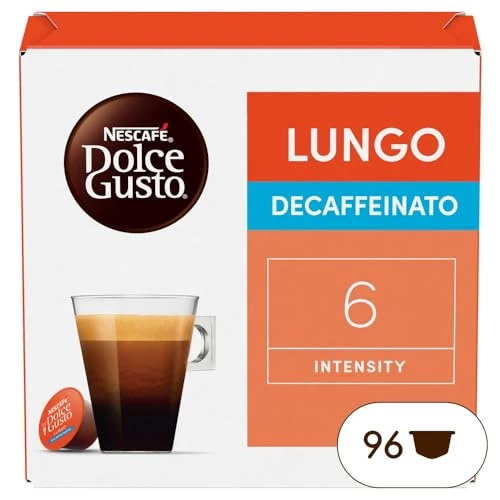 Offre limitée : Nescafé Dolce Gusto Lungo Decaffeinato - Café Décaféiné - 96 Capsules (Pack de 6 boîtes x 16) de 29.40 € à 24.34 € (17% de remise)