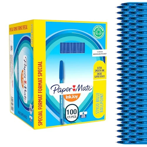 Paper Mate InkJoy 100ST Długopisy kulkowe, średnia końcówka (1,0 mm), niebieskie, 100 szt