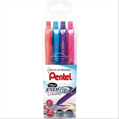 Pentel BL107 Energel X scatto 0,7 mm taschina 4 pz Azzurro/Rosa/Viola/Arancione