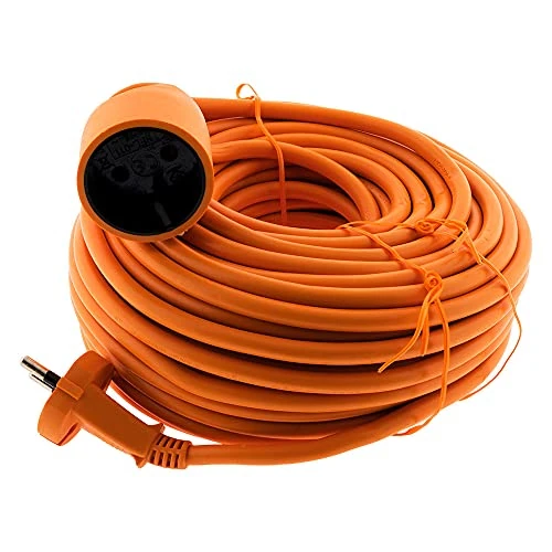 Zenitech - Prolunga Schuko 16A HO5VV-F 2x1,5mm² 25m - Prolungatore Ideale per Tosaerba e Barbecue - Cavo Resistente per Lavori Esterni - Arancione - 25m