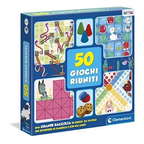 Offerta a tempo: Clementoni - 50 Giochi Riuniti, Grande Raccolta di Giochi da Tavolo, Idea Regalo per Bambini dai 4 Anni in su, 1-10 Giocatori, Made in Italy, Lingua Italiana, 12941 - 19% da 12.90 € a 10.39 €