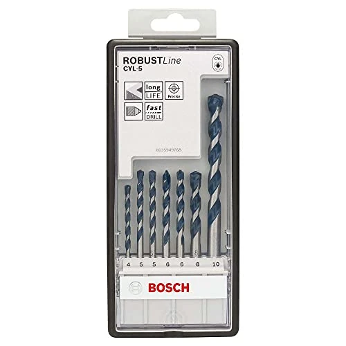 Bosch Accessories Professional 7 pièces Jeu de forets à béton CYL-5 Robust Line Set (pour le béton, Ø 4-10 mm, accessoires perceuse à percussion) Multicolore