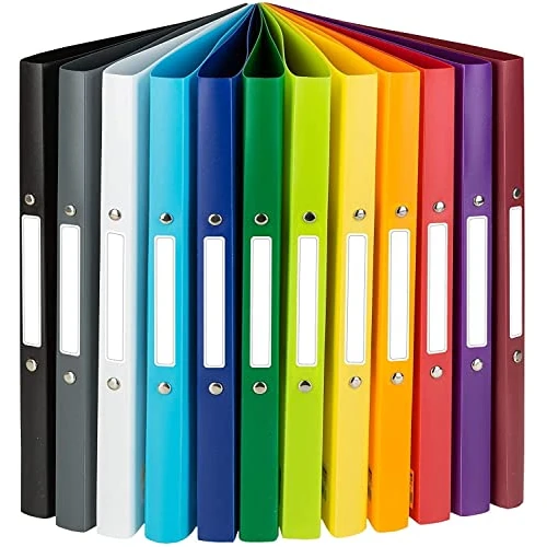 Offerta a tempo: Idena 10426 - Raccoglitore ad anelli DIN A4, set di 12, meccanismo a 2 anelli con diametro di 16 mm, larghezza del dorso di 2 cm, in 12 colori diversi, per circa 30 fogli da 80 g/m². - 45% da 27.48 € a 15.14 €