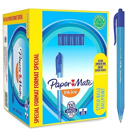 Oferta limitada: Paper Mate InkJoy 100RT Bolígrafo retráctil | punta media (1,0 mm) | azul | paquete de 100 de 30.59 € a 27.19 € (ahorro 11%)