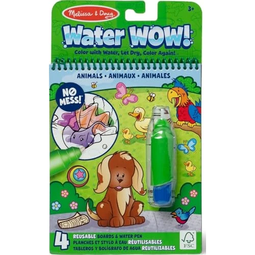Offerta a tempo: Melissa & Doug Water Wow! Magic Water Book | Libro da Colorare con la Penna Magica a Tema Animali | Album con Pennarelli ad Acqua | Giochi da Viaggio per Bambini dai 3 ai 7 anni - 52% da 12.39 € a 5.99 €
