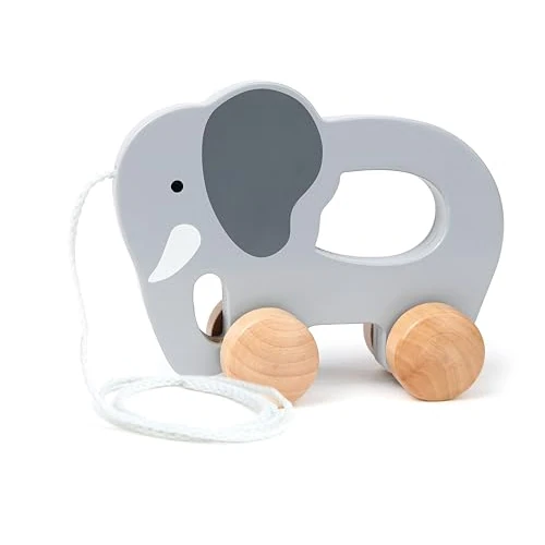 Hape Arrastre Elefante | Juguete de Empuje y Arrastre de Madera | Desarrolla Habilidades de Gateo y Caminar | A Partir de 12 Meses