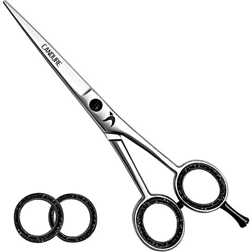 Oferta limitowana: Candure Nożyczki fryzjerskie do profesjonalnych salonów fryzjerskich, nożyczki do strzyżenia włosów, bardzo ostre i precyzyjne cięcie, dla mężczyzn, kobiet i dorosłych (Srebro, 6,5'') z 26.99 zł na 26.99 zł (oszczędź 0.00%)