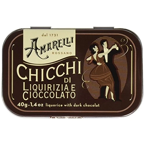 Amarelli Lattina Brown 40g – Cioccolato e Liquirizia, Artigianale Italiana, Gusto Intenso, Senza Glutine, Da Collezione