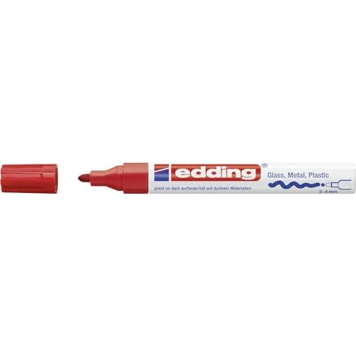 Offerta a tempo: edding 750 Marcatore a Vernice Lucida, Rosso, 1 Pennarello, Punta Rotonda 2-4 Mm, Pennarello Indelebile per Vetro, Pietra, Legno, Plastica, Carta, Impermeabile, Alta Copertura - 52% da 7.67 € a 3.67 €