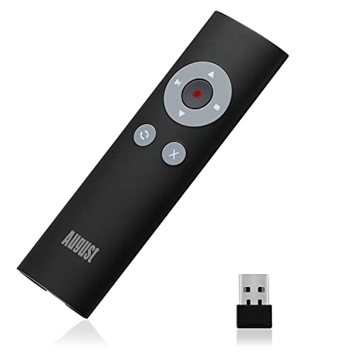 Offerta a tempo: August LP200 Presentatore Wireless, Puntatore Laser per Presentazioni 2.4GHZ Telecomando Presentazioni Multimediale (<1mW) Fino a 15m, Supporta Windows Vista/7/8/11, Linux, Mac OS - 55% da 26.95 € a 12.20 €