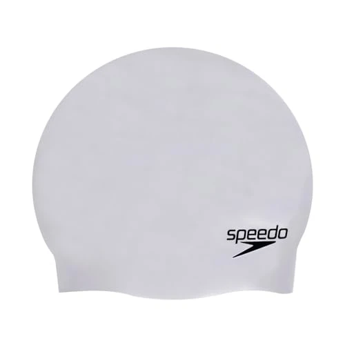 Speedo Plain Moulded Silicone Cap Gorro de natación Unisex Adulto, Cromo, Talla Única