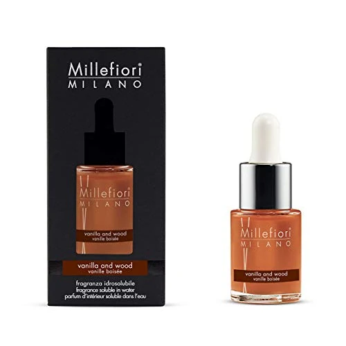 Millefiori Milano – Fragranza Idrosolubile Vanilla & Wood per Diffusore a Ultrasuoni Hydro – Profumo Ambiente con Pipetta Dosatrice, Ideale per Diffusori Hydro